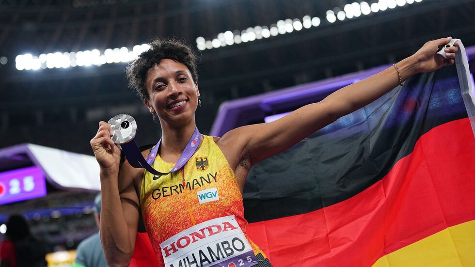 Jubelt über WM-Silber: Malaika Mihambo. Jubelt über WM-Silber: Malaika Mihambo.