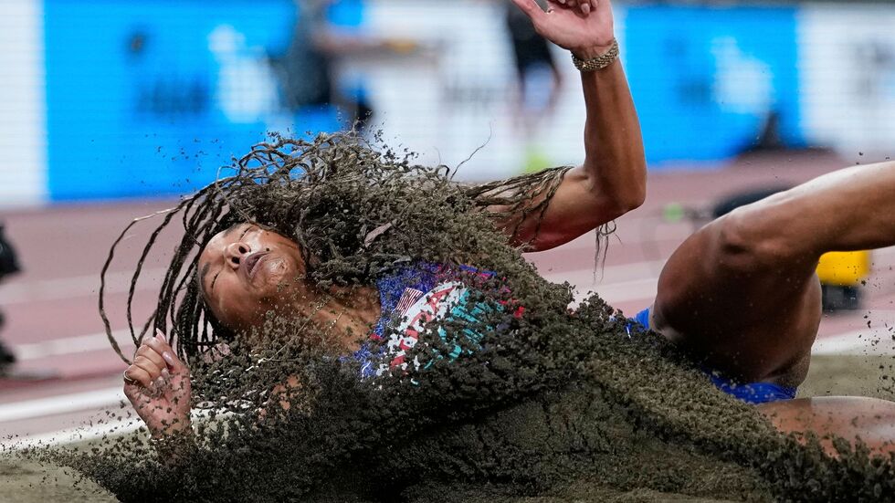 Mihambo-Konkurrentin Tara Davis-Woodhall überzeugt bei der WM. Mihambo-Konkurrentin Tara Davis-Woodhall überzeugt bei der WM.