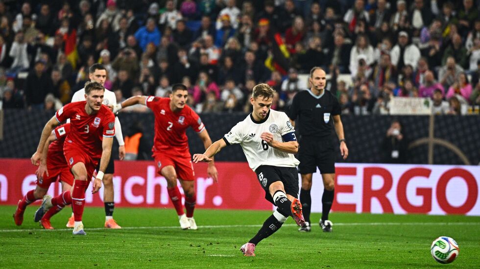 Traf in seinem 104. Länderspiel vom Elfmeterpunkt: Kapitän Joshua Kimmich. Traf in seinem 104. Länderspiel vom Elfmeterpunkt: Kapitän Joshua Kimmich.