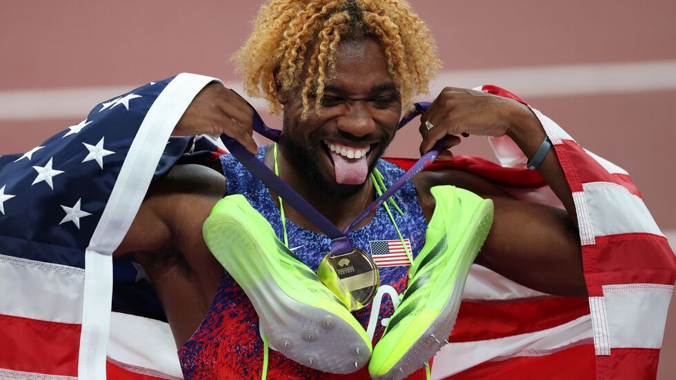 Jubelt nach großer Show über Gold: Noah Lyles. Jubelt nach großer Show über Gold: Noah Lyles.