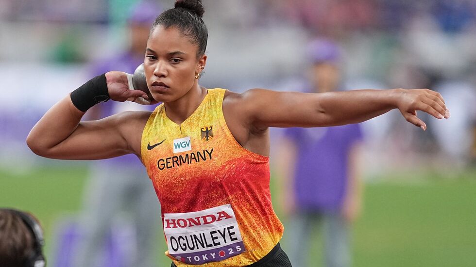 Kugelstoß-Olympiasiegerin Yemisi Ogunleye musste sich bei der WM mit Platz sechs zufriedengeben. Kugelstoß-Olympiasiegerin Yemisi Ogunleye musste sich bei der WM mit Platz sechs zufriedengeben.