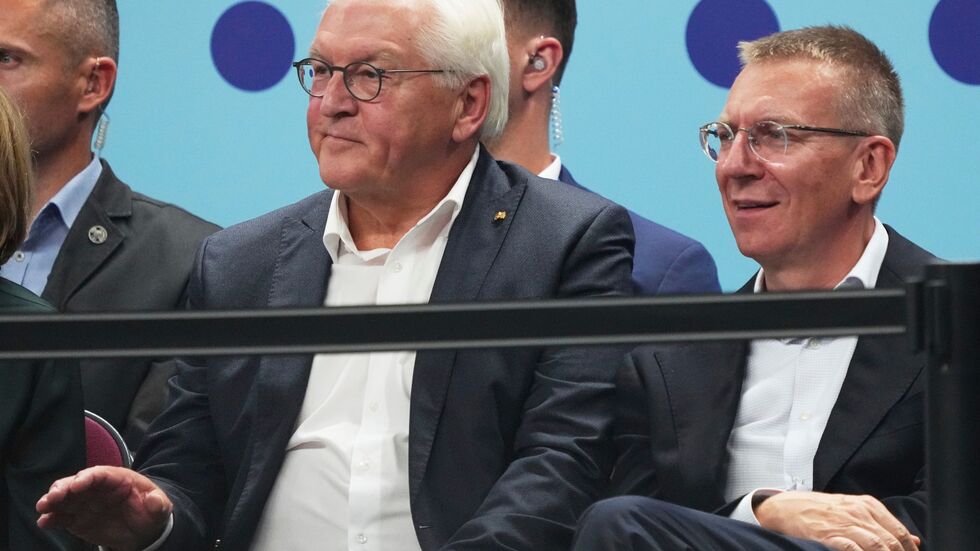 Bundespräsident Frank-Walter Steinmeier verfolgte das Finale in der Arena von Riga. Bundespräsident Frank-Walter Steinmeier verfolgte das Finale in der Arena von Riga.