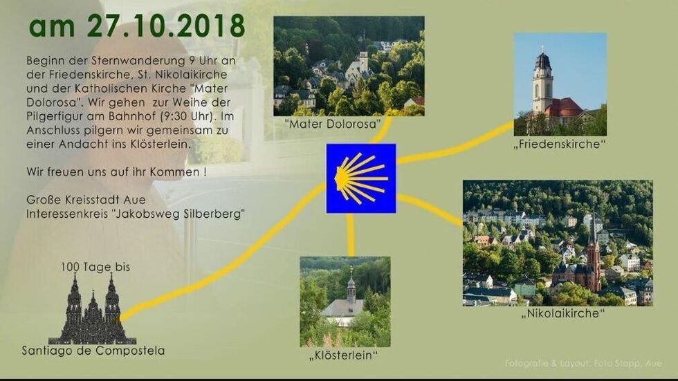 Am Samstagmorgen wurde die neuen Pilgerwege mit einer Sternenwanderung eingeweiht. © Stadt Aue Am Samstagmorgen wurde die neuen Pilgerwege mit einer Sternenwanderung eingeweiht. © Stadt Aue