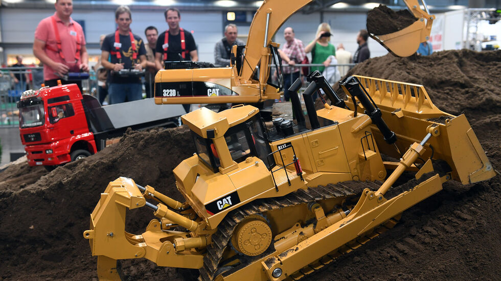 Bagger-Modell bei Modell-Hobby-Spiel-Messe in Leipzig
