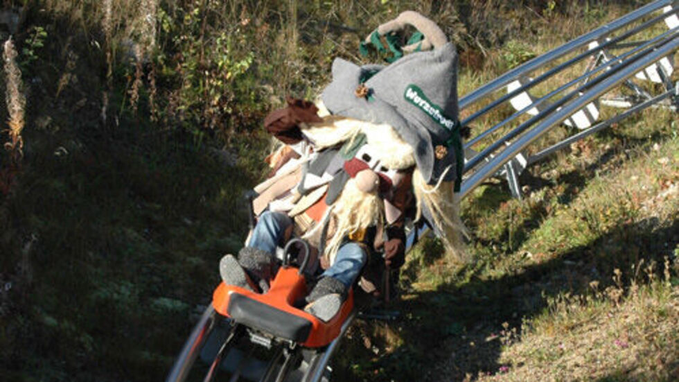 "Wurzelrudi" auf der Allwetterbobbahn in Eibenstock. "Wurzelrudi" auf der Allwetterbobbahn in Eibenstock.
