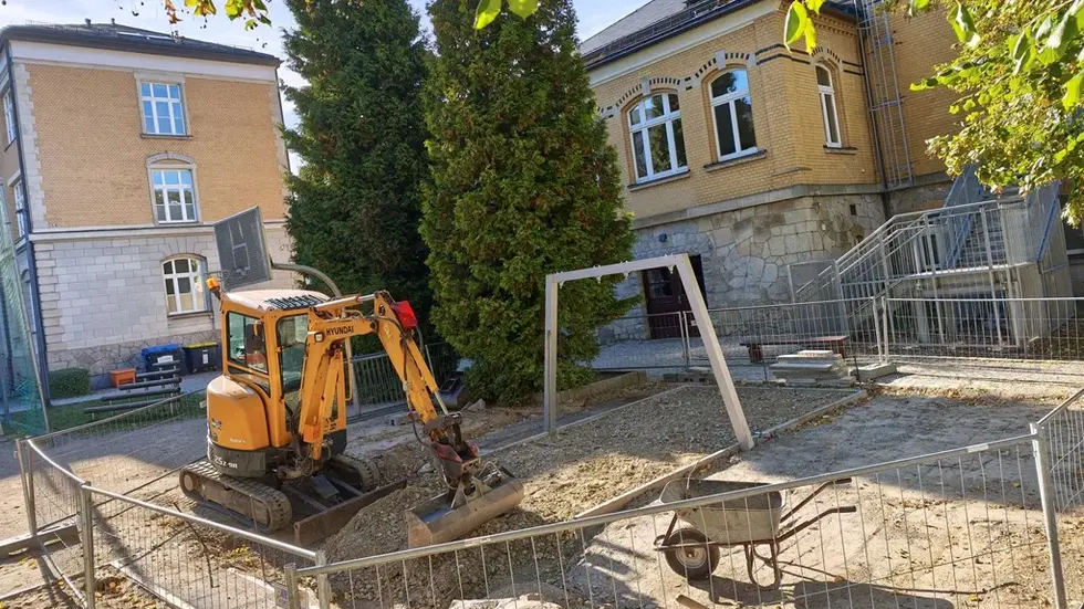 Während der Bauarbeiten.