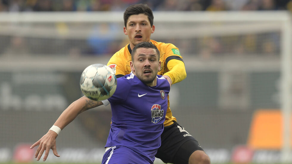 Pascal Testroet und Erzgebirge Aue verlieren das Sachsenderby in Dresden.