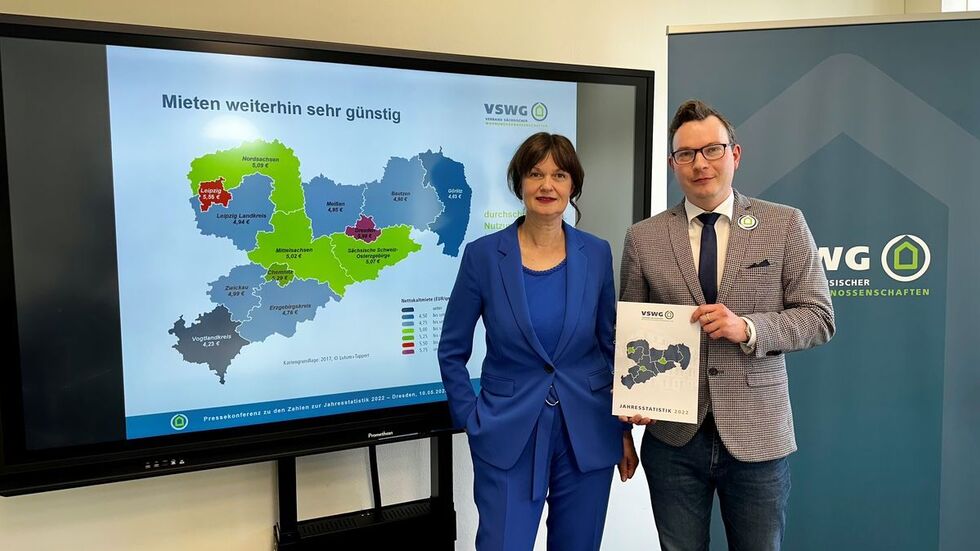 VSWG-Vorstand Mirjam Philipp und VSWG-Referent Sven Winkler bei der Pressekonferenz am Mittwoch zur Jahresbilanz 2022. VSWG-Vorstand Mirjam Philipp und VSWG-Referent Sven Winkler bei der Pressekonferenz am Mittwoch zur Jahresbilanz 2022.