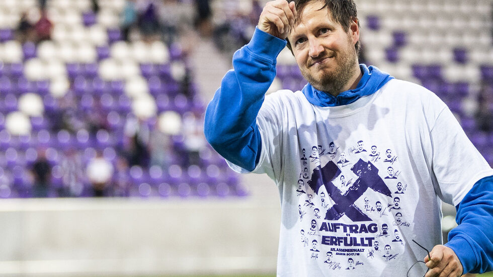 "Auftrag erfüllt". Ja, trotzdem schade, Hannes! Foto: Robert Michael/dpa Hannes Drews nach dem Relegationsrückspiel.